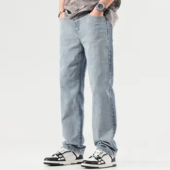 2023 Новые Уличные Повседневные Мешковатые джинсы Мужская Весенняя Корейская мода Хип-хоп Прямые Широкие брюки Пара джинсовых брюк Мужские D46