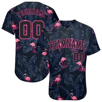 Бейсбольная трикотажная рубашка с пользовательским названием и рисунком, аутентичная бейсбольная рубашка с фламинго, бейсбольная трикотажная рубашка в стиле хип-хоп Топы
