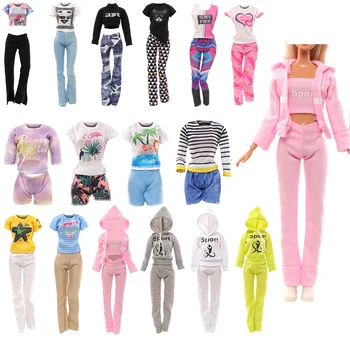 Спортивный стиль, 32 предмета кукольной одежды = 16 кукольных топов + 16 кукольных штанов для куклы Барби, 11,5-дюймовая кукла, Лучший подарок для девочки своими руками