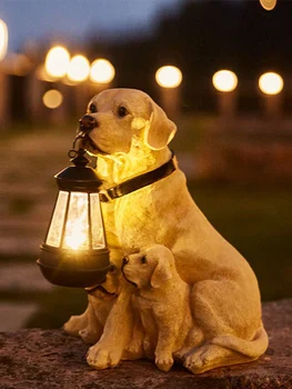 Милая собачка, солнечная лампа, украшение для сада на открытом воздухе, водонепроницаемая маленькая ночная лампа, креативное украшение