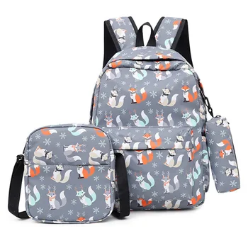 3 шт. Женские рюкзаки с принтом мультяшных животных, школьные сумки для девочек-подростков, детский дорожный рюкзак, сумка через плечо, женский рюкзак