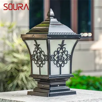 Уличный классический светильник SOURA в стиле Ретро с водонепроницаемым столбом, светодиодные настенные светильники для домашнего сада